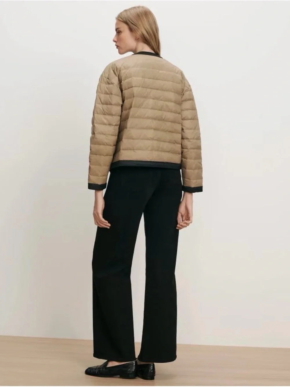 Veronica Beard Pearson Puffer Dickey Jacket Beige Down Collarless, XS S M L